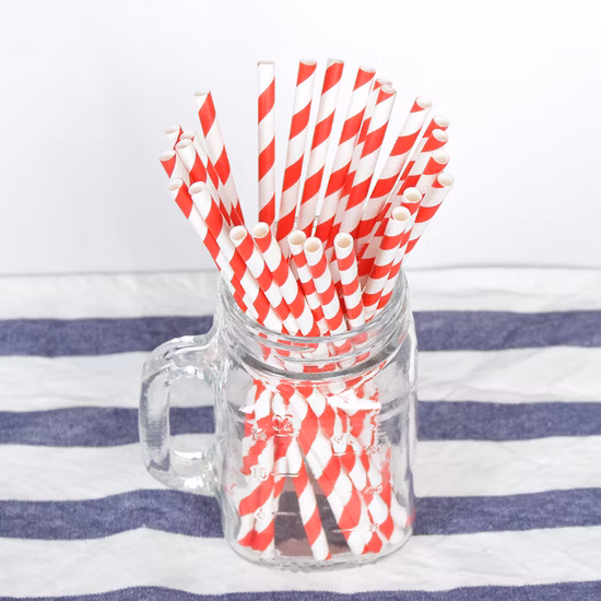 Hor Sale paille de papier à rayures réutilisables pour boissons