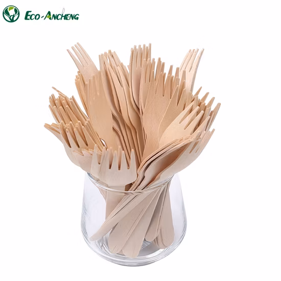 Couverts en bois jetables, série 6 pouces, 100 fourchettes, 100 cuillères, 100 couteaux, bon marché, vente en gros